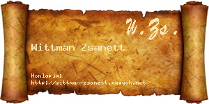 Wittman Zsanett névjegykártya